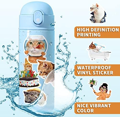 Cat Stickers for Kids Teens Girls Adults, 100 Pcs Cute Cat Stickers, Vinyl Waterproof Animal Sticker for Water Bottle, Laptop, Luggage, Phone, Skateboard