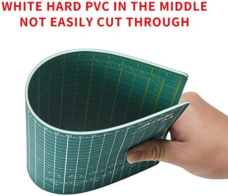 ArtAt Self Healing Cutting Mat: 9"x12" Non-Slip PVC Double Sided 5-Ply A4 Art Craft Rotating Mat, Rotary Cutting Mat for Quilting, Sewing Crafts Hobby Fabric Precision Scrapbooking Project Green