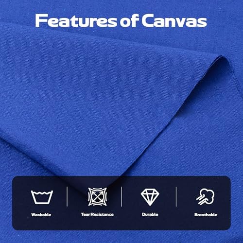 10oz Natural Cotton Blend Canvas Fabric, Duck Canvas Fabric, 60'' Wide for Arts & Crafts, Painting, Handmade Home Decor (Navy, 1 Yard)