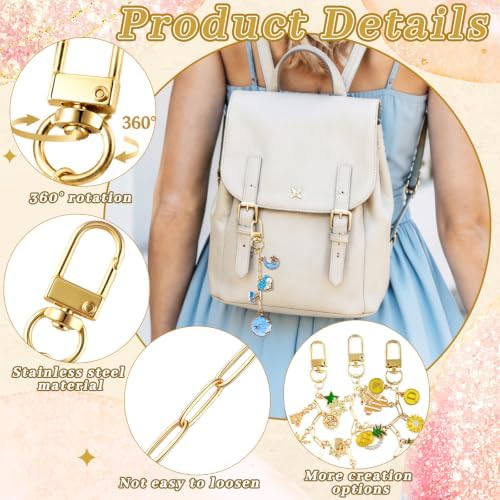 Wurosi 32pcs Paperclip Keychain Making Kit,Key Ring Swivel Snap Hook Chains