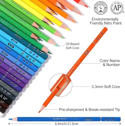 H & B 72PCS Colored Pencils for Adults with Coloring Book, Soft Core Oil-Based Drawing Pencils for Adult Coloring, Professional Art Supplies with Zipper Case for Artists