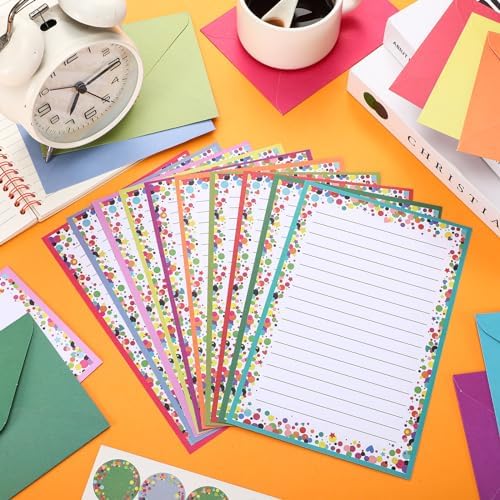 TaoBary 160 Pcs Polka Dot Stationery Paper and Envelopes Set, 5.5 x 8.25''