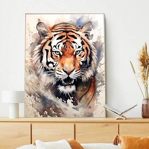 xcemhil Tiger Paint by Numbers Kit for Adults Beginner, Tiger Paint by Number for Adult, Acrylic Paint by Numbers Kits Suitable for Home Wall Art Decor Gifts 16x20 Inch
