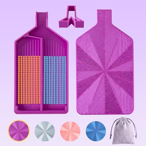 Diamond Art Trays with Lids, Multi-Color Partitioned Diamond Painting Tray, Suitable for 5D Diamond Dots, Silky Violet