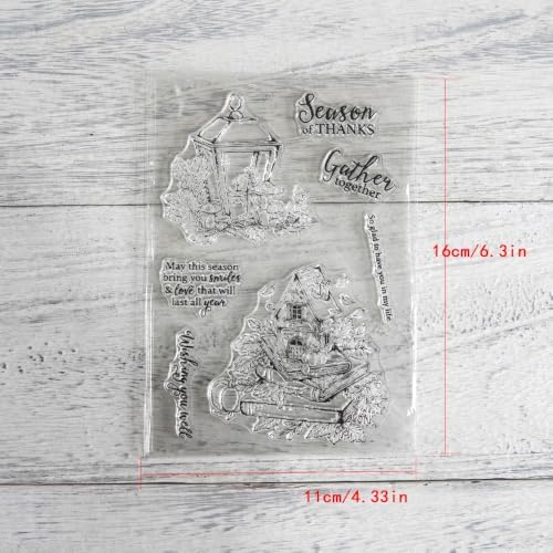 Lamp House Thanksgiving Clear Stamps and Die Cuts Sets for DIY Card Making
