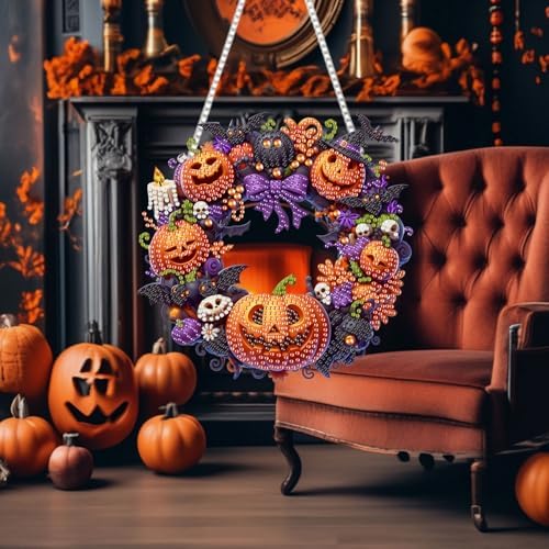 RYMILIE Hanging Halloween Diamond Art Kits for Adults Pumpkins