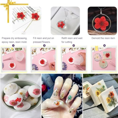 37Pcs Red Dried Pressed Flowers Natural Dried Flowers for Resin,Real Pressed Flowers for Crafts,Dry Flowers for Resin Molds DIY Scrapbookin Candle Jewellery Making