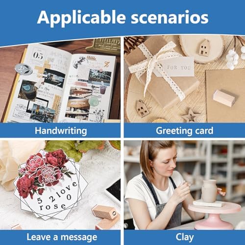CraftyManor 39 PCS Small Letter Stamps and Ink Pad for Crafting, Clay Alphabet Wooden Rubber Stamp Kit, DIY Craft Scrapbook Supplies for Card Making (Small-41PCS)