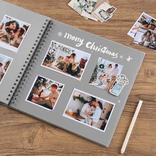 potricher 12 x 12 Inch Large DIY Scrapbook Photo Album 40 Pages, Gray | Thick Kraft Paper Scrap Book Photo Albums, Memory Book for Wedding, Anniversary, Baby, Family, Travel, DIY Projects