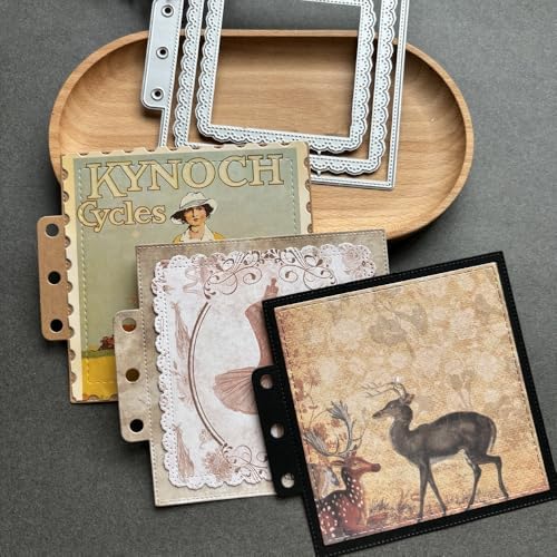 LZBRDY Vintage Charm Lace Frame Die-Cut - Carbon Steel Crafting Dies for Scrapbooking, Card Making, Greeting Cards and Journaling Supplies (Lace Square Loose Leaf 4.3 x 3.9 in)