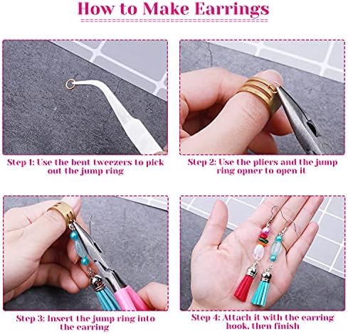 Earring Hooks, Audab 1400pcs Making Kit with 200pcs Ear Ring 1000pcs Jump Rings, Backs and Jewelry Pliers for Supplies Findings