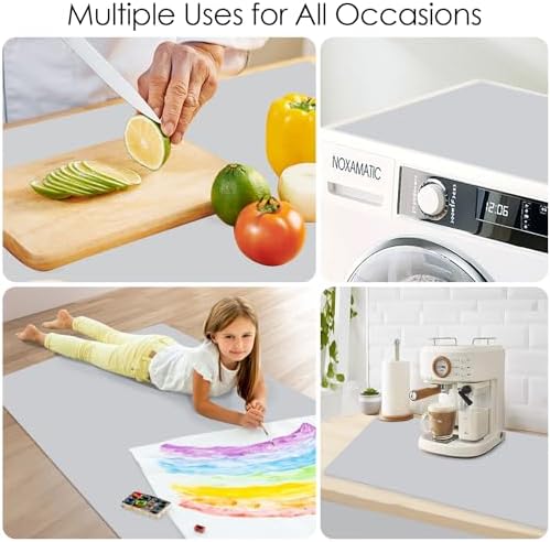 Extra Large Silicone Mat, 31.5x17 Inch Heat Resistant Mat for Kitchen Counter, Non-Stick Silicone Baking Mat for Dough and Pastry, Thick Silicone Pad Countertop Protector, Gray