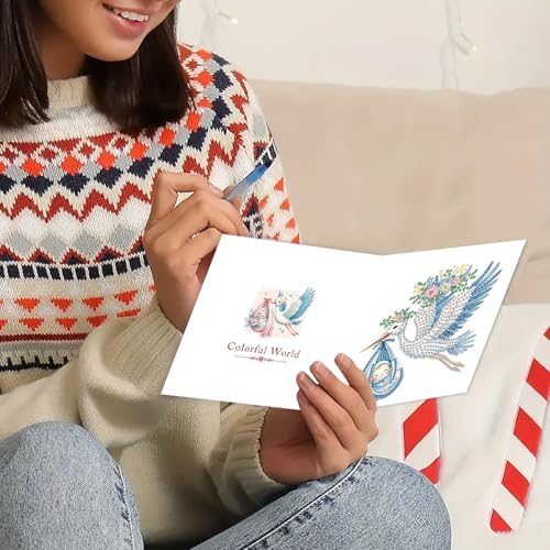 DDGYP 6 PCS Diamond Art Painting Greeting Cards with Envelopes,5.9x11.81In