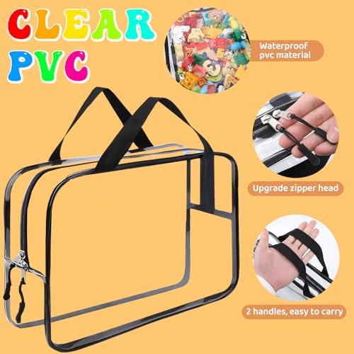 8 Packs XL Toy Storage Bags, Reusable Clear PVC Board Game Storage, Toy Storage Organizer Bags with Zipper for Building Blocks, Puzzle and Handmade Accessories, Clear Toiletry Bag
