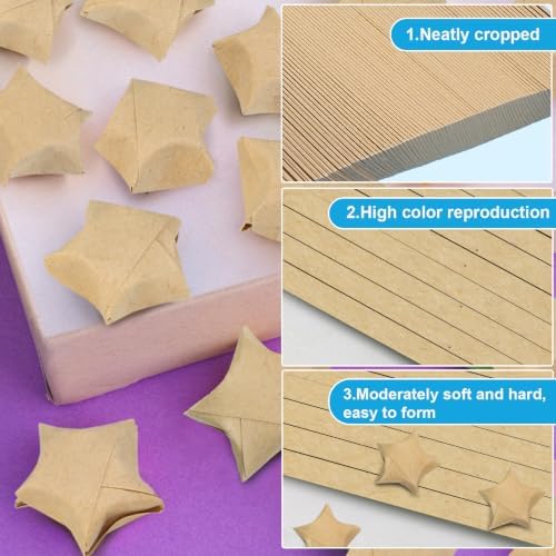 FoDau770 Solid Color Star Paper Strips - 360 Sheet, Light Brown