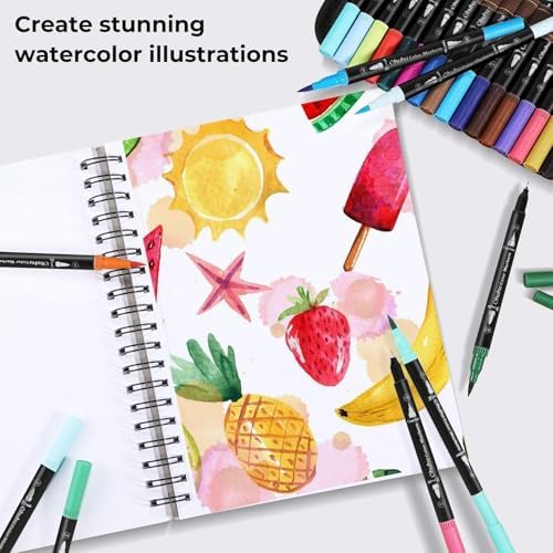 Ohuhu Adult Coloring Book Markers 160 Color Dual Tip Water-Based-Maui-Black | No Bleed Coloring Markers Fineliner & Brush Drawing Pens Art Pens for Kids Adults Sketch Journal