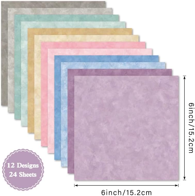 Scrapbook Paper Pad, 6x6 Inch, Single-Sided Decorative Craft Paper, 24 Sheets for Scrapbooking, Cardmaking & DIY Crafts - Vintage Pastel Pink