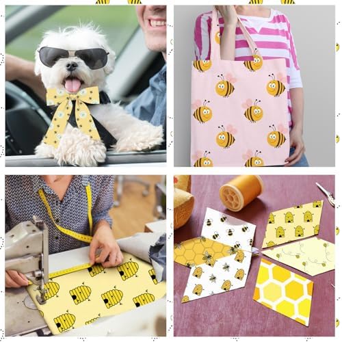 HunnmingRe 20 Pcs 10''x10'' Bee Sunflower Quilting Fabric Squares