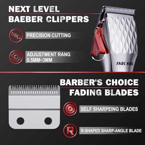 FADEKING® Professional Hair Clippers for Men - Cordless Hair Clippers, LCD Display Barber Clippers for Hair Cutting & Mens Grooming with Travel Case