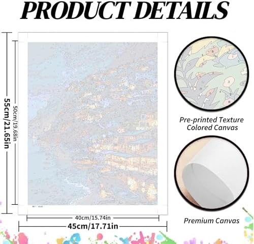 koemhxb Mediterranean Night Paint by Numbers Kit for Adults, Coastal Village Painting by Numbers, Adult Paint by Number Kits Suitable for Gifts and Interior Decor 16x20 Inch