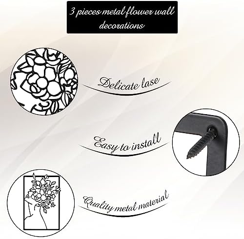 CHENGU 3 Pieces Metal Minimalist Abstract Woman Wall Art Line Drawing Wall Art Decor Single Line Female Home Hanging for Kitchen Bathroom Living Room