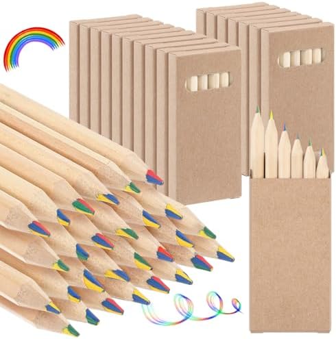 Ctosree 24 Packs Mini Colored Pencils Bulk Coloring Pencil in Boxes Back to School Gifts for Students Kids Classroom Rewards, Party Favor, Goodie Bag Fillers, 6 Per Pack (Rainbow,3.5'')