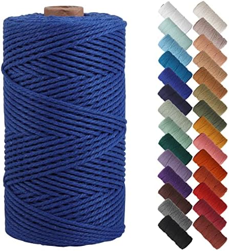 NOANTA Royal Blue Macrame Cord 2mm x 220yards, Cotton Rope Macrame Yarn