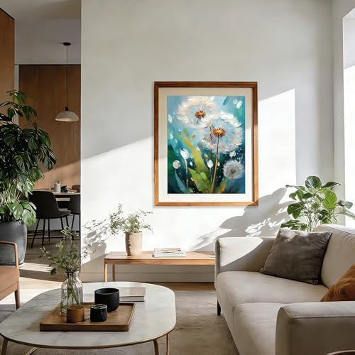 AuraDraw Dandelion Paint by Numbers for Adults Beginner, Dandelion Adult Paint by Number Kits on Canvas, DIY Acrylic Oil Easy Painting by Numbers for Home Wall Decor 16X20 inch (Without Frame)