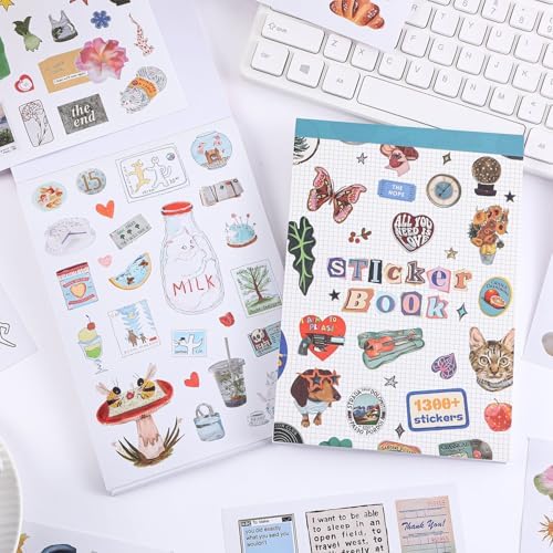 Girl's Korean Sticker Book, Food and Daily Life Theme - 1300+ Cute Dream Style Foodie Stickers, for DIY Scrapbooking Journaling Handbook Decoration Blue