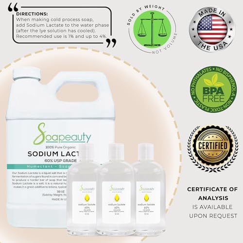 Sodium Lactate 60% USP Pure for Soap Making & Lotions 48 oz