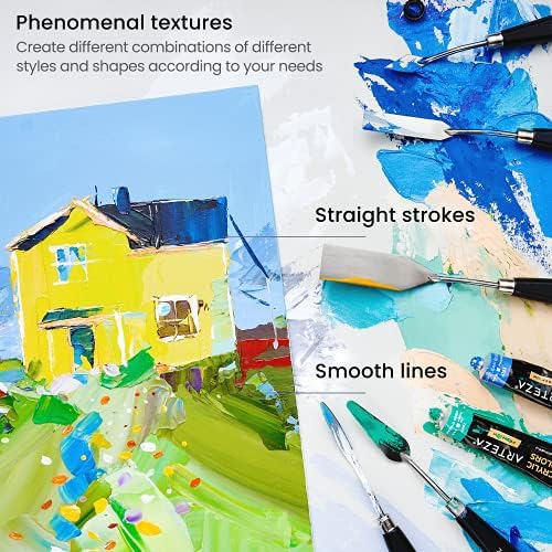 Arteza Palette Knives 8-Pack, Sizes No. 1, 25, 7, 15, 39, 23, 17, 21, Durable Stainless Steel Blade & Break-Resistant Wooden Handle, Art Supplies for Oil & Acrylic Painting