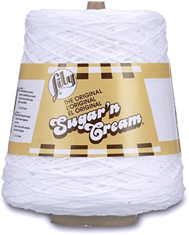 Lily Sugar'n Cream Cotton Cone Yarn, White , 1 Cone, 14 oz (Pack of 1)