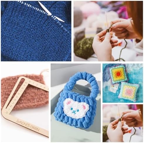 BENECREAT 3 Styles Crochet Ruler Square Ruler Knitting 2" 4" 6" Guide Knitting Tool Sewing Measure Tailor Ruler for Measuring Crochet Accessories