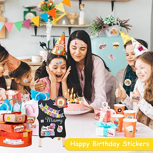 LINAYE 24 Sheets Happy Birthday Stickers - 730 Counts, Small & Large Sizes, Perfect for Birthday Party Decorations & Gifts