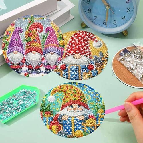 8 Pcs Diamond Art Coaster Kit for Adult with Holder, Diamond Coasters 4x4in