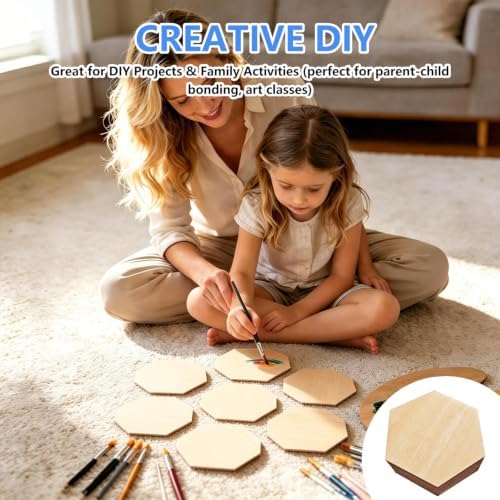 50PCS Wooden Hexagonal, Made of Basswood, 4 Inch Unprocessed Wood Pieces, Natural Star Shaped Wood Blanks, Suitable for DIY Painting, Pyrography, Staining, Carving and Other Crafts, and as Coasters