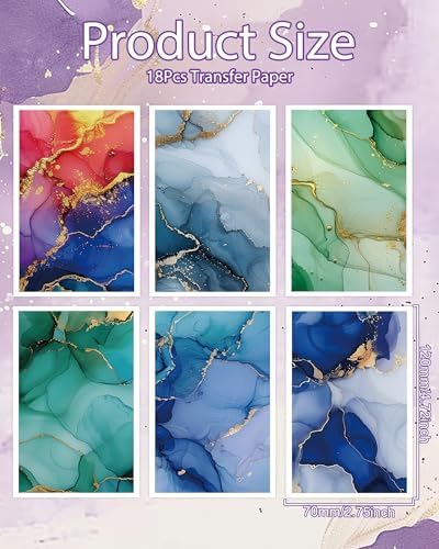 Puocaon Abstract Clay Transfer Paper - 18 Pcs Colorful Marble Art Design Transfer Sheets for Polymer Clay Colorful Earrings Design Jewelry Making