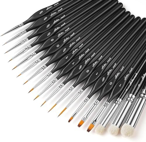 Golden Maple Dry Brush Miniature Painting, 18PC Miniature Paint Brushes Model Brushes Micro Detail Paint Brush Set, Fine Detailing for Acrylics, Watercolors, Models, Figurine