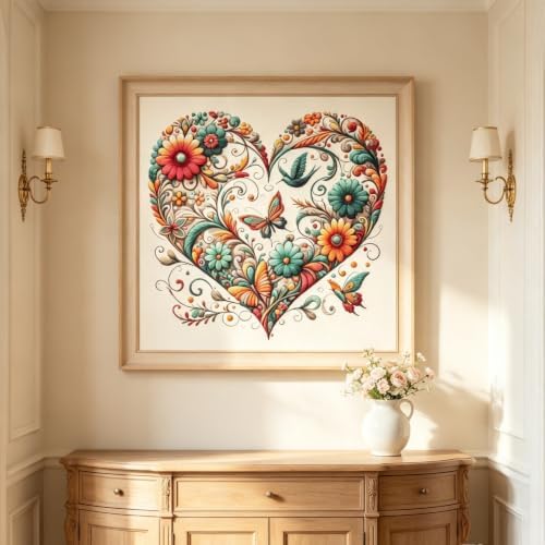 Flower Heart Diamond Painting Kits for Adults, Butterfly Diamond Art