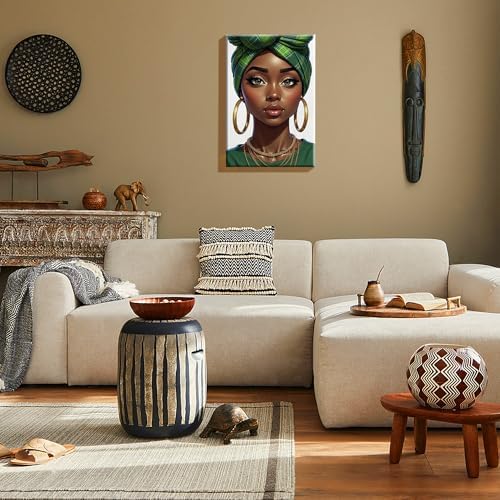 HeeBenor Framed Paint by Numbers Kit for Adults, Black Women, 8x12 Inch