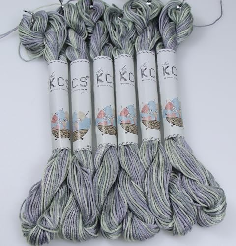 KCS Big skeins of 25 Meters Size 25 Color Variegated Cross Stitch Stranded Threads,6 skeins,4015