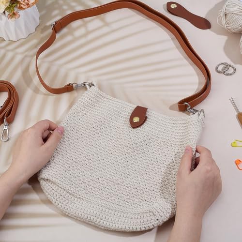 ACRNIGHEET Crochet Bag Kit for Beginners Crochet Purse for Women DIY Tote Bag Making Kit with Step-by-Step Tutorials Knitting Supplies for Adults Crafts Boho Gift Idea (Beige)