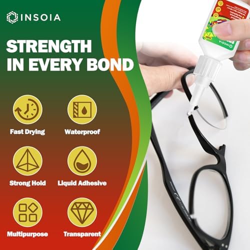 INSOIA Super Plastic Glue Clear, 20g, Strong Bond, with Precision Tips