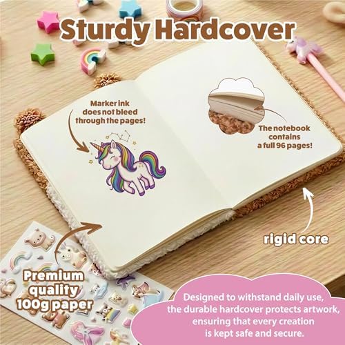 VOTUM Flower Cat Fuzzy Sketch Book: Personalized Artist Sketchbook with 3D Flowers: Sketching, Drawing and Creative Doodling. Notebook and Sketchbook to Draw and Journal (Flower Garden)
