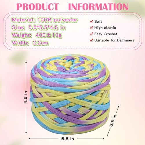 800g T-Shirt Yarn, 260 Yards Elastic Fabric Crochet DIY 06