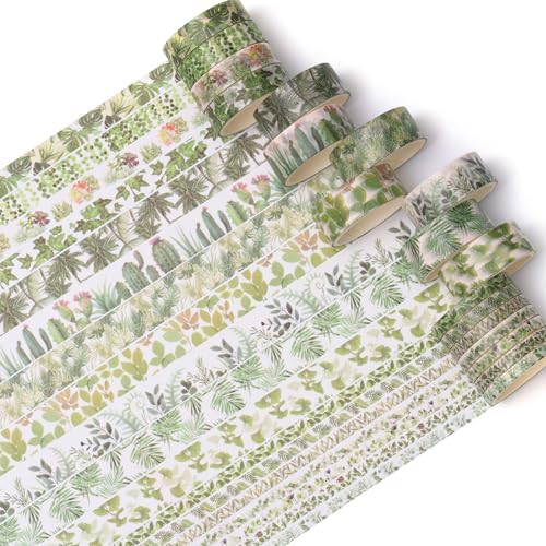 18 Rolls Seasons Flowers Washi Tape Set Floral Arts Adhesive Tapes Blooming Garden Decorative Masking Tape Sets for Craft, Kids, Scrapbook, DIY, Gift Wrapping (Summer)