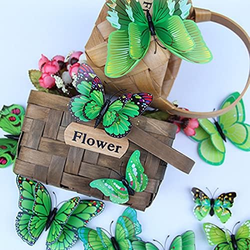 OPSEAM 3D Butterfly Wall Decor Butterfly Decorations Stickers with Magnets | 48 PCS Green,12 Styles Double Layer Butterfly for Classroom Decoration,Locker Refrigerator, Reusable,Waterproof