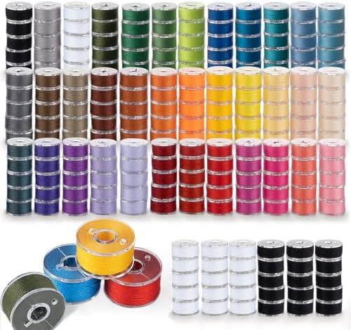 210 Pcs Prewound Bobbin Thread Set – 36 Colors Size A Bobbins