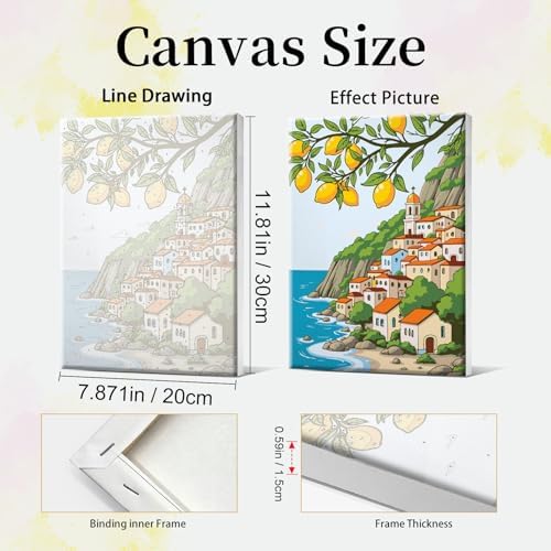 JOOZ 4 Pack Paint by Numbers Kit for Adults with Frame Landscape 8x12 Inch | Paint by Number with Easel, DIY Mountain Adult Paint by Number Kits, Sunset Lake Oil Painting Kits, Home Wall Decor