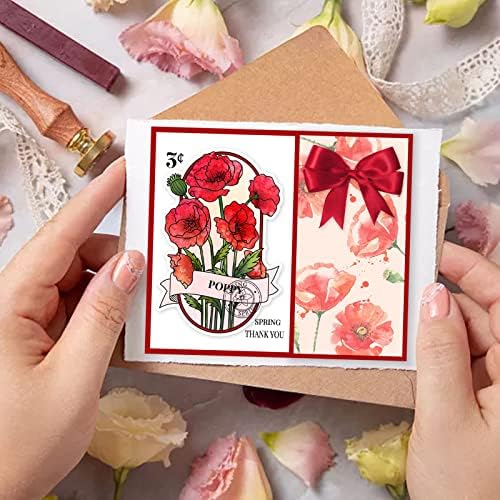 INFUNLY Spring Flower Clear Stamps and Dies Set Strawberry Fruits Floral Transparent Silicone Stamps Label Cutting Die for Card Making DIY Craft Scrapbooking Christmas Greeting Card Decor